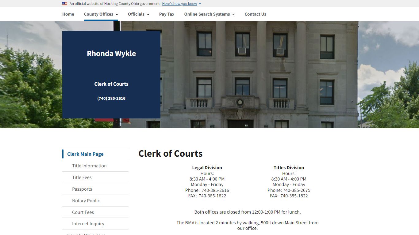 Clerk of Courts | Hocking County